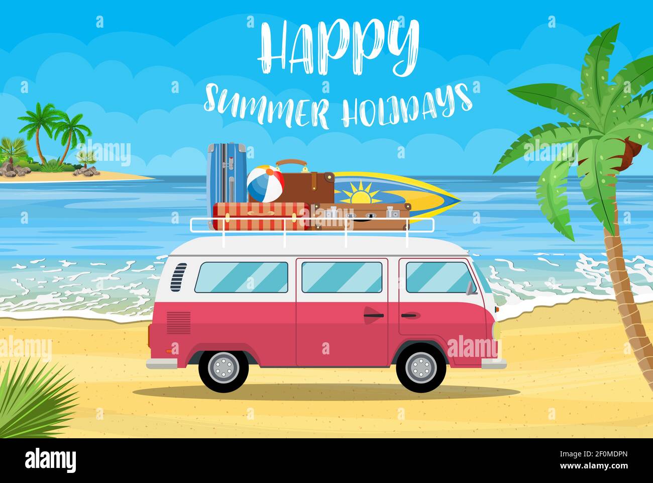 travel van with surfboard and suitcases Stock Vector Image & Art Alamy