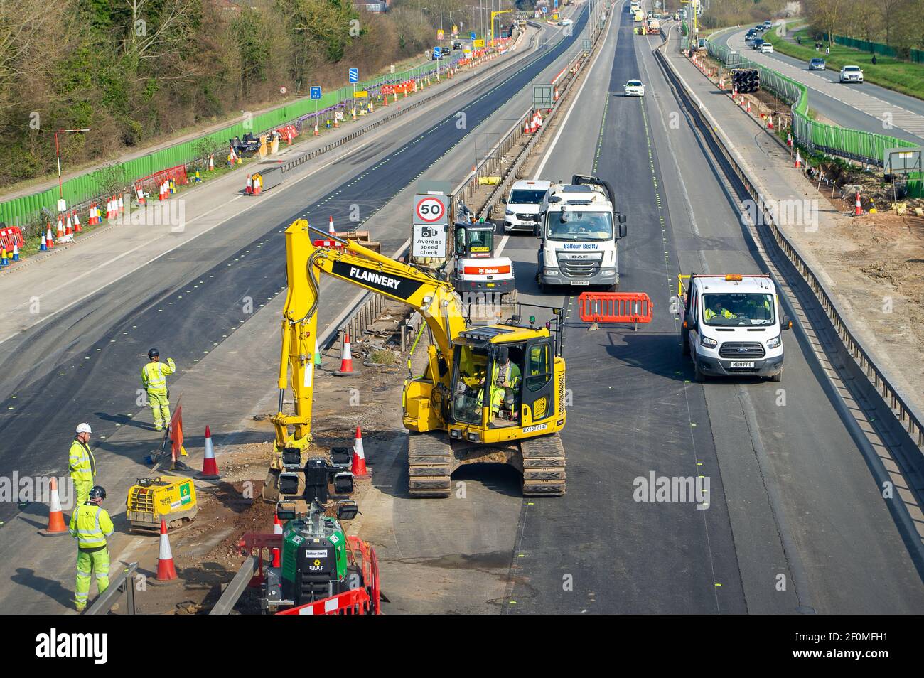 Langley, Berkshire, UK. 7th March, 2021. The M4 Motorway was closed