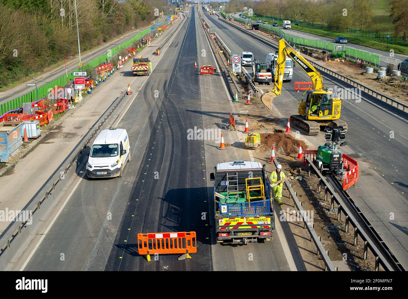 Langley, Berkshire, UK. 7th March, 2021. The M4 Motorway was closed