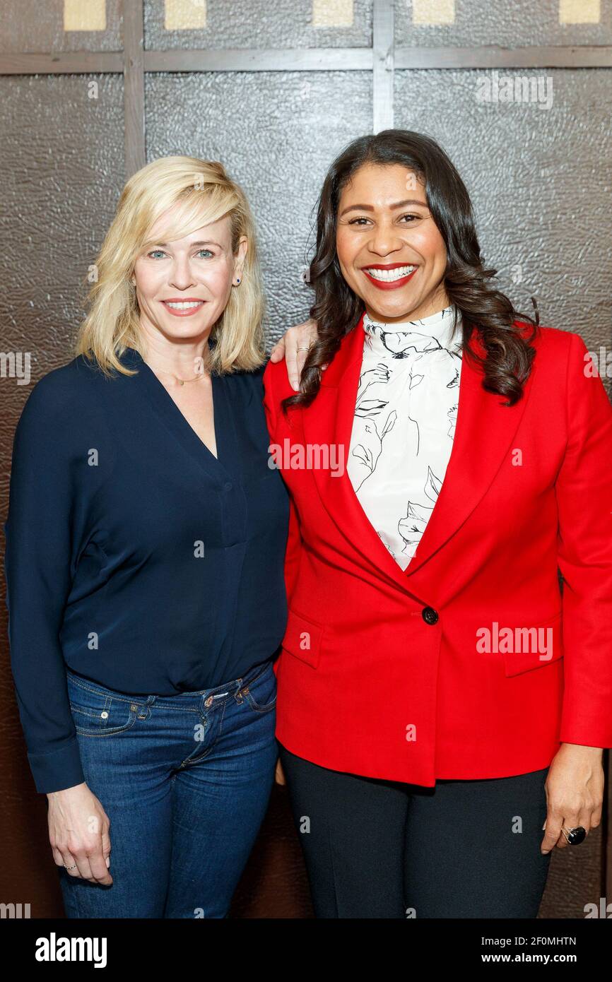 SAN FRANCISCO, CA - May 11 - Conversation with Chelsea Handler and Supervisor London Breed on May 11th 2018 at Swedish American Hall in San Francisco, CA (Photo - Drew Altizer) Stock Photo