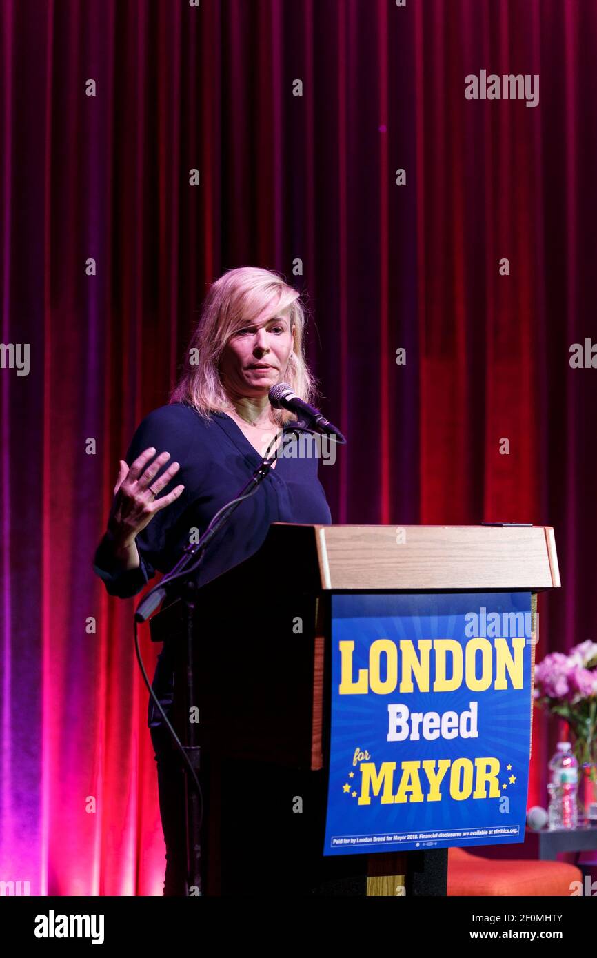 SAN FRANCISCO, CA - May 11 - Conversation with Chelsea Handler and Supervisor London Breed on May 11th 2018 at Swedish American Hall in San Francisco, CA (Photo - Katie Ravas for Drew Altizer / Sipa USA) Stock Photo