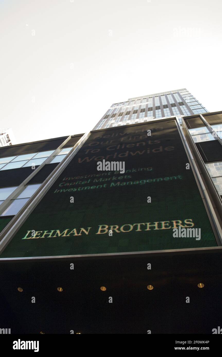 Lehman Brothers Global headquarters in New York on Monday, September 15