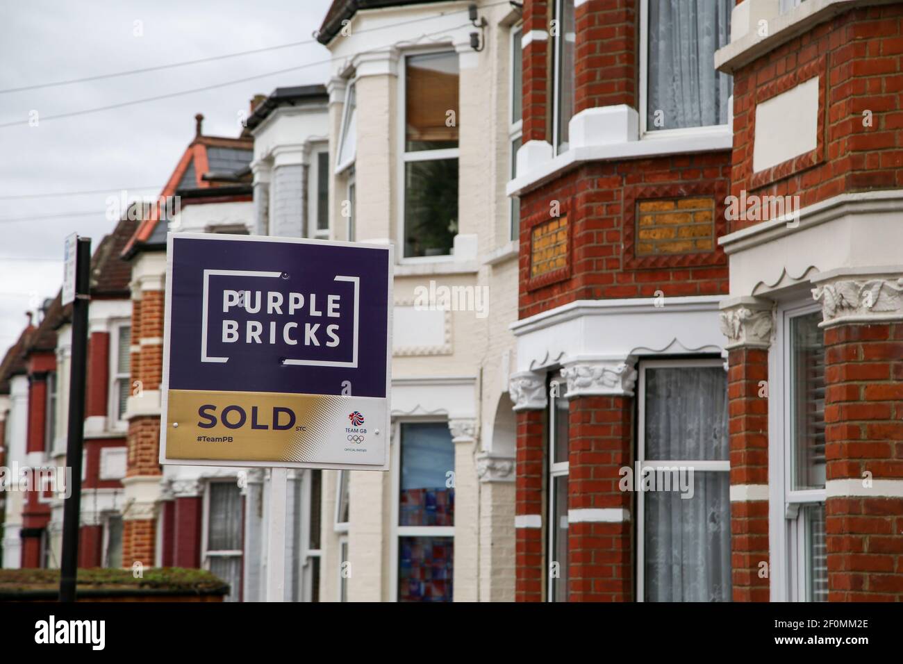 Purple bricks estate agents sign hires stock photography and images
