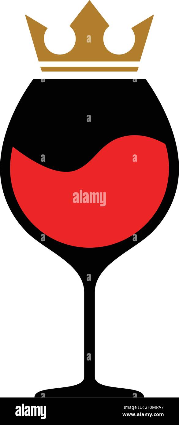 abstract red wine king icon logo vector concept design Stock Vector