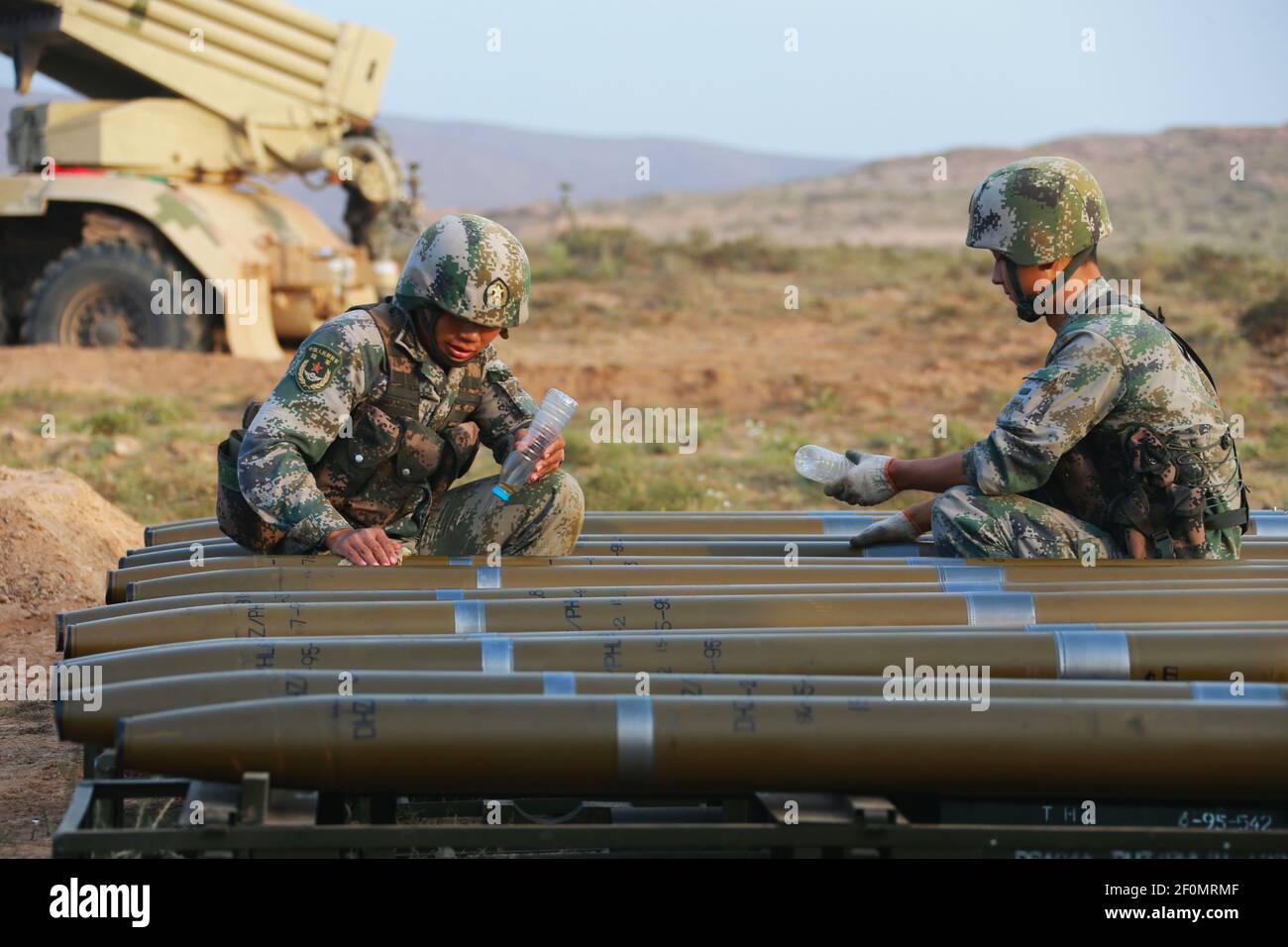 In this undated photo, Chinese soldiers of the PLA 76th Group Army take part in a training session at the Helan Mountains in the border of Inner Mongolia's Alxa League and Ningxia, China. (Photo by Yuan hongyan - Imaginechina/Sipa USA) Stock Photo