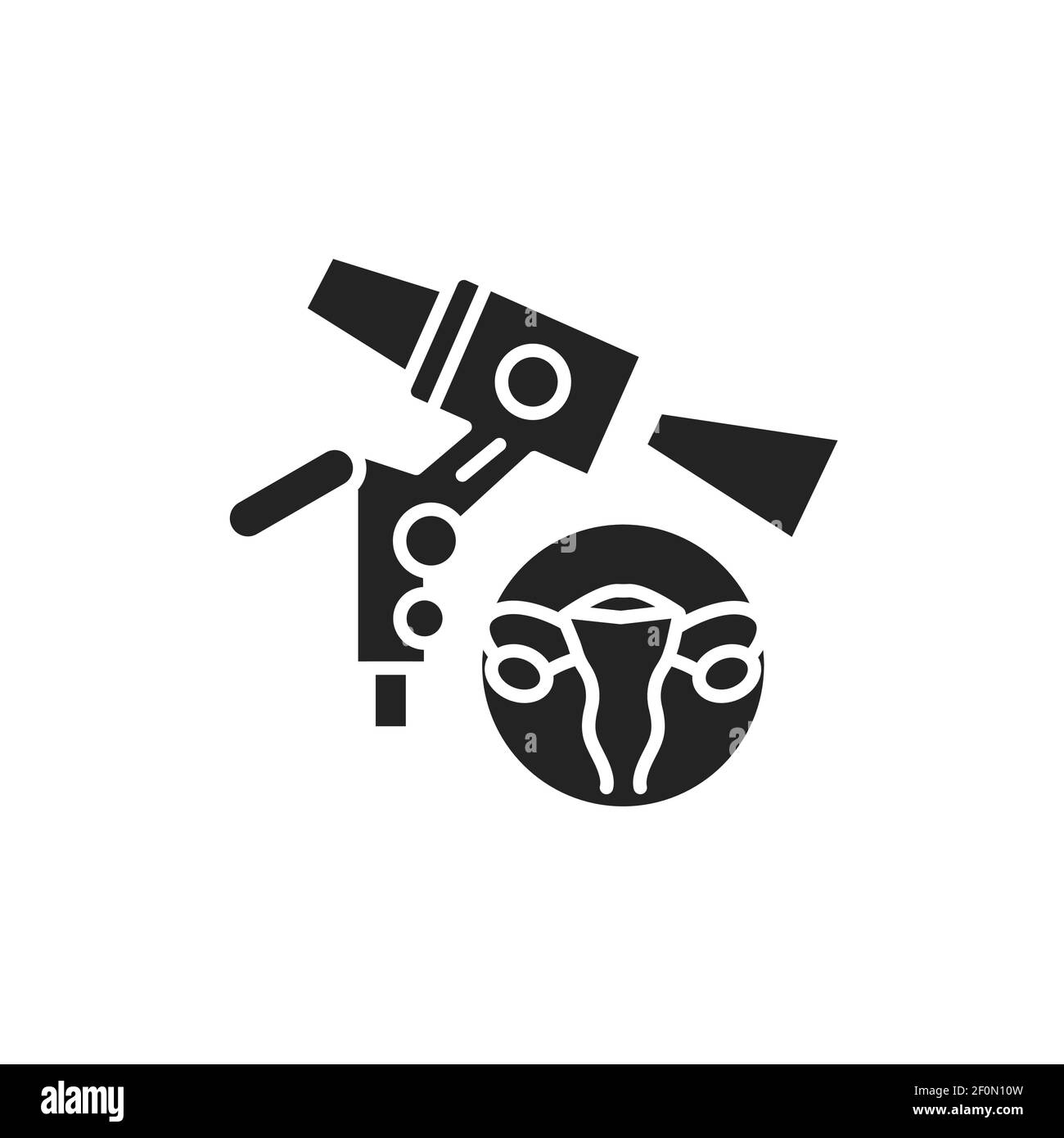Colposcopy glyph black icon. Female reproductive system checkup. Sign ...