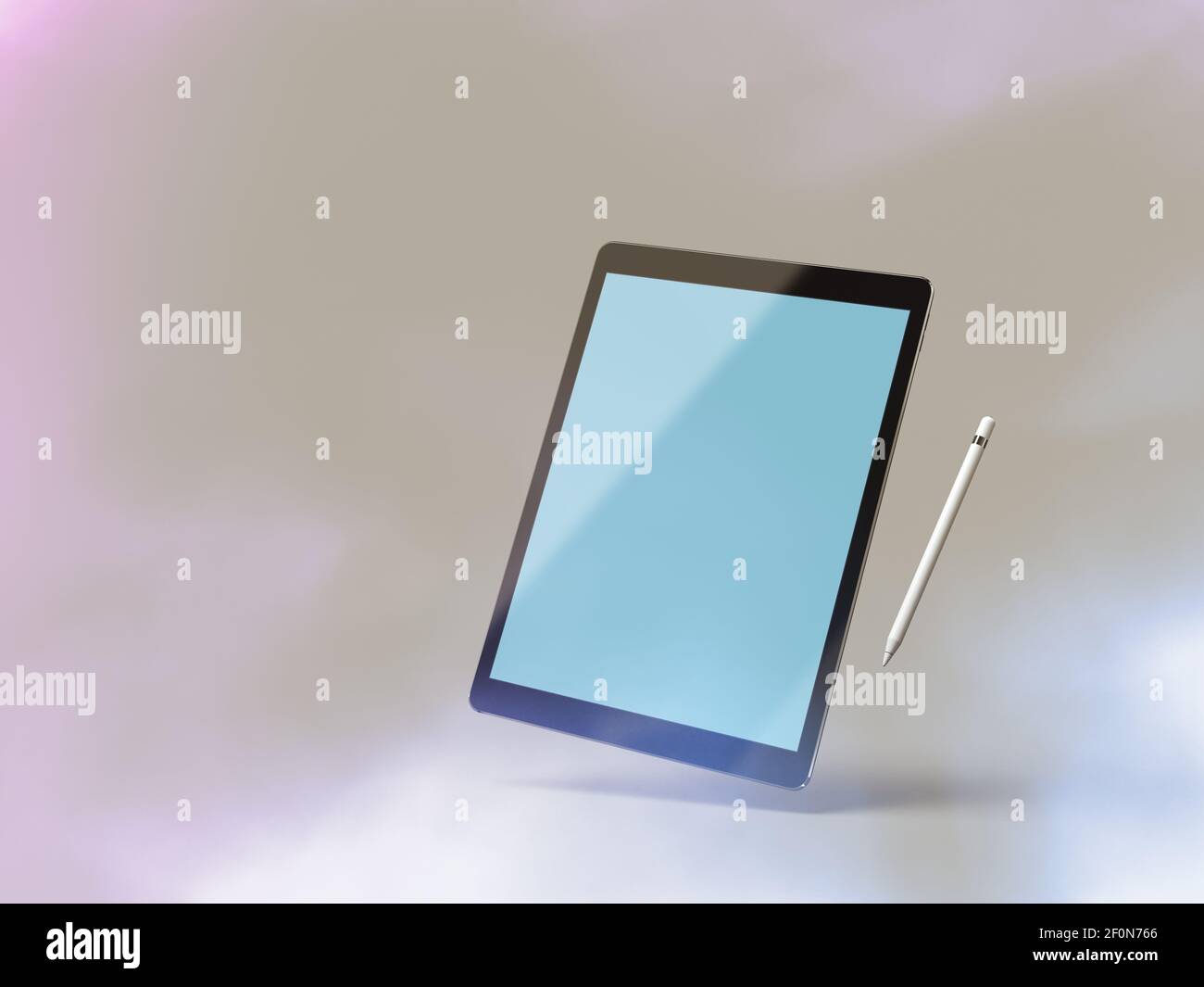 Mockup of a tablet computer with stylus Stock Photo