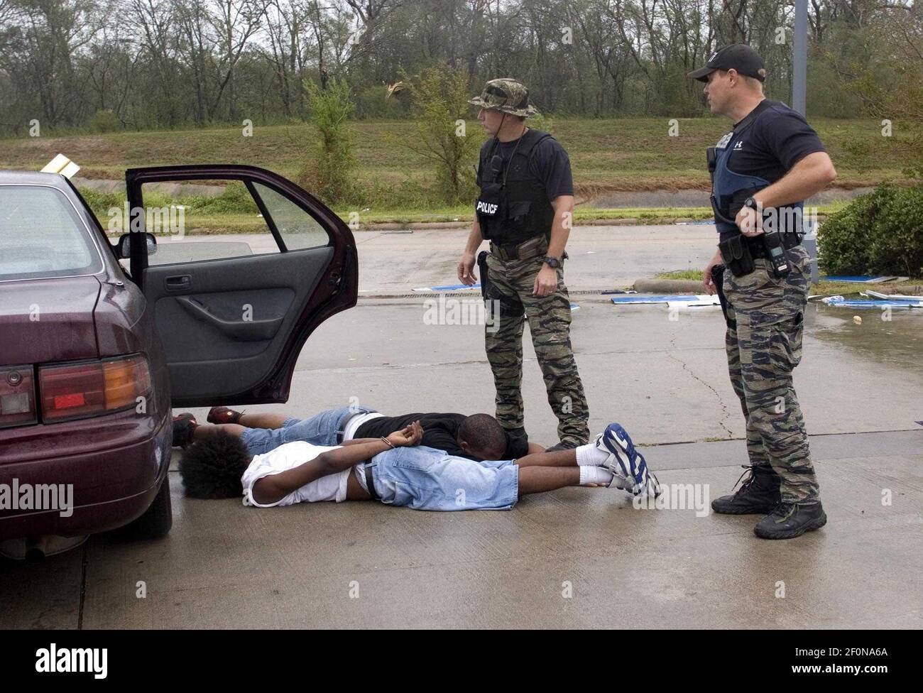 24 Sept 2005 Beaumont, TX Hurricane Rita. Police from the Beaumont