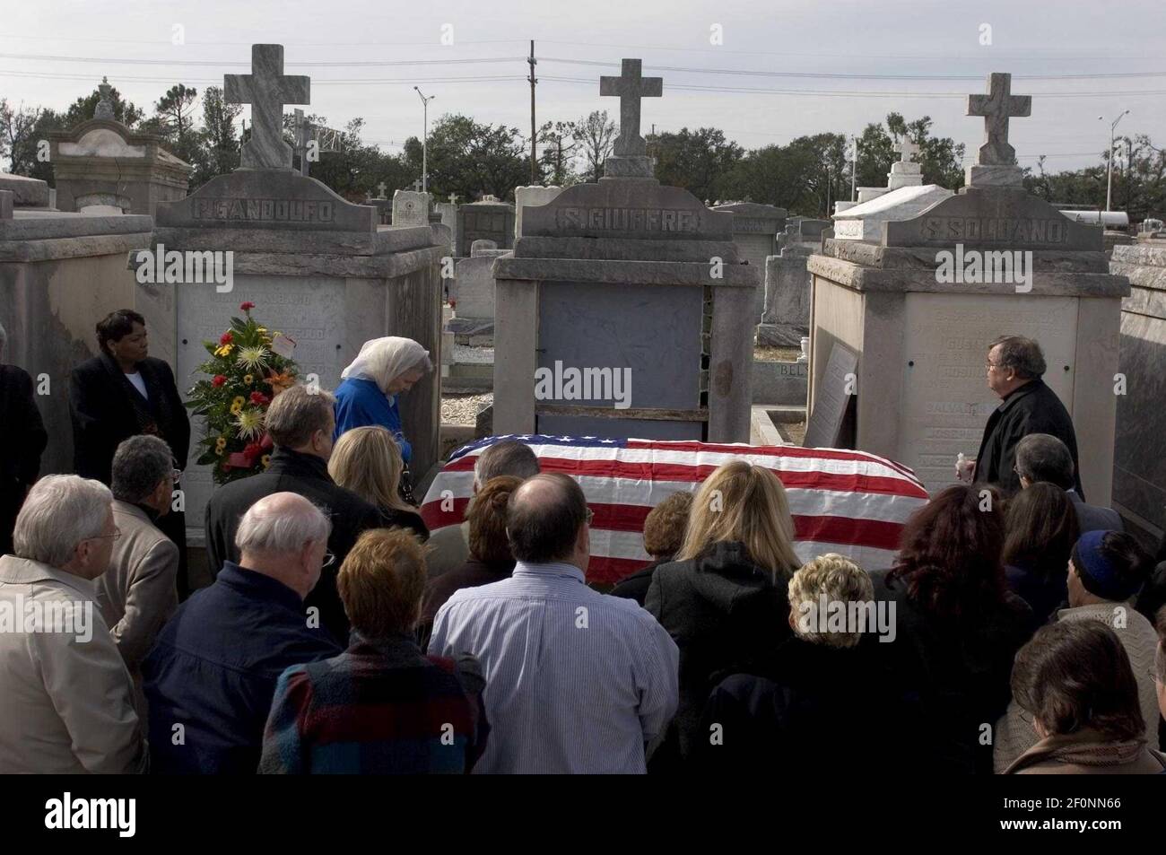 9 December 2005 - New Orleans, LA - Aftermath of Hurricane Katrina, New  Orleans, Louisiana. 3 1/2 months after the storm, New Orleans continues to  bury the victims. 77 year old widow, image size:1300x953