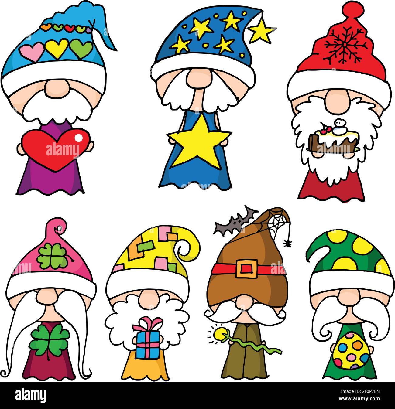 vector drawing Santa Claus set Stock Vector Image & Art - Alamy