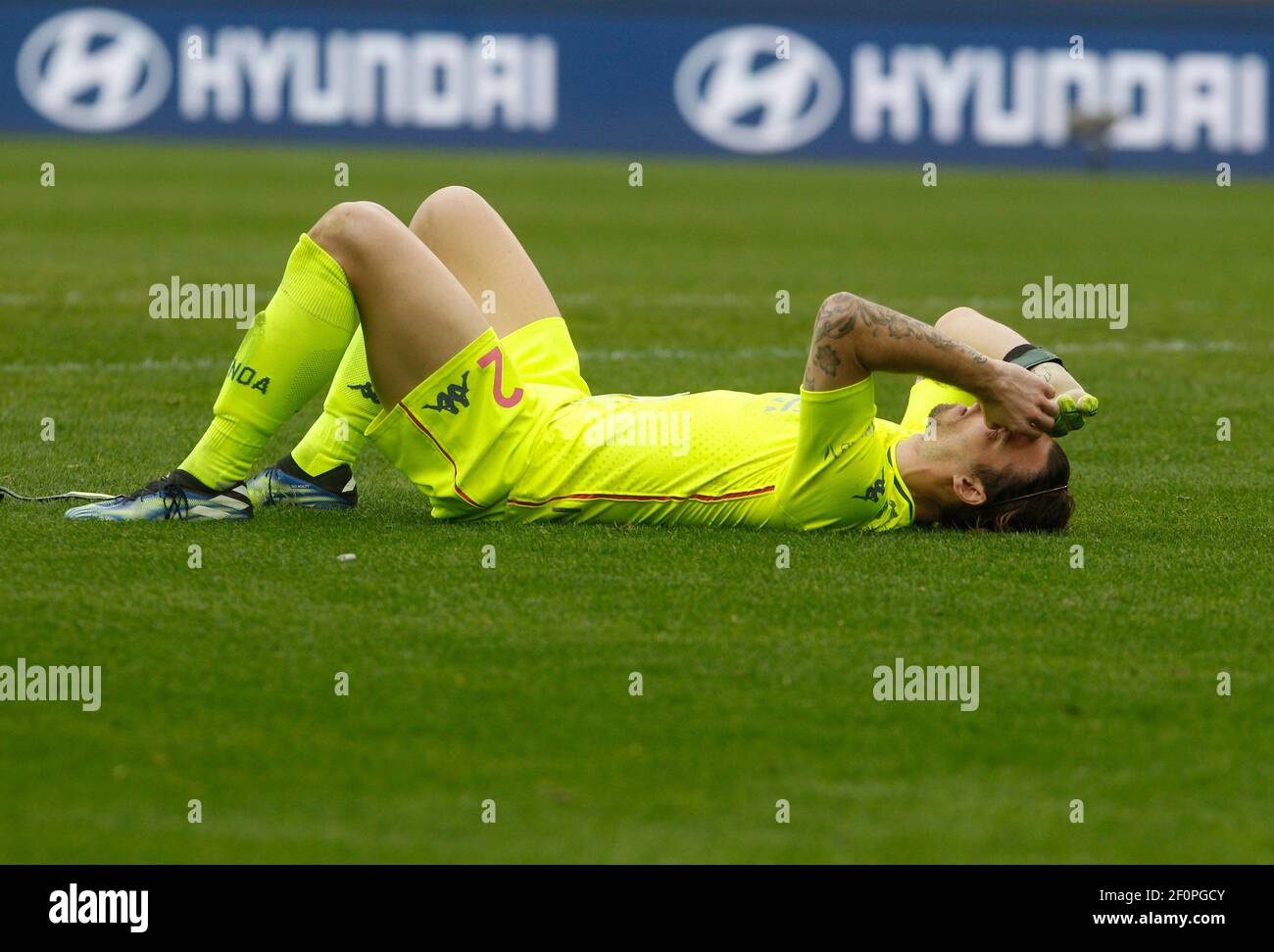 Rome, Italy. 07th Mar, 2021. Genoa's goalkeeper Federico Marchetti reacts at the end of the Italian Serie A Football match between Roma and Genoa at the Olympic stadium. Roma won 1-0. Credit: Riccardo De Luca - Update Images/Alamy Live News Stock Photo