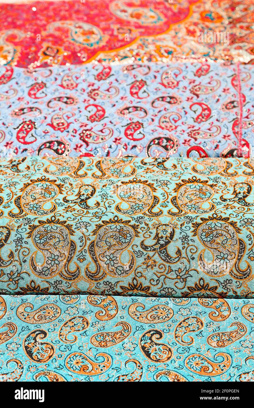 In iran scarf in a market texture Stock Photo - Alamy