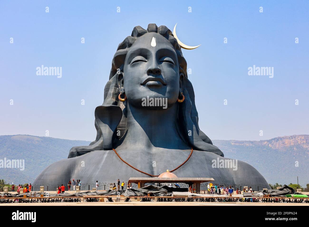 The giant Adiyogi Shiva Statue at Isha Yoga Center, Coimbatore, Tamil Nadu, India Stock Photo