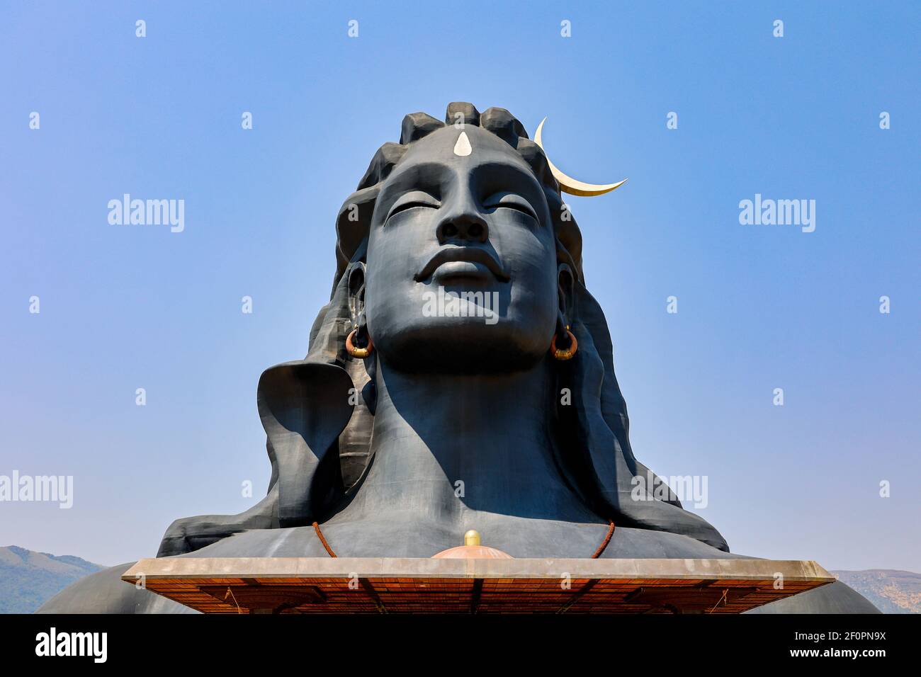 The giant Adiyogi Shiva Statue at Isha Yoga Center, Coimbatore, Tamil Nadu, India Stock Photo