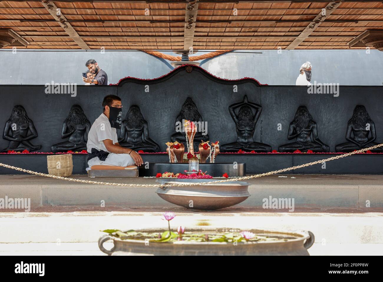 Yogeshwar Linga, which was consecrated by Sadhguru, as manifestation of five of the major chakras in the human system at Adiyogi, Isha Yoga Center Stock Photo