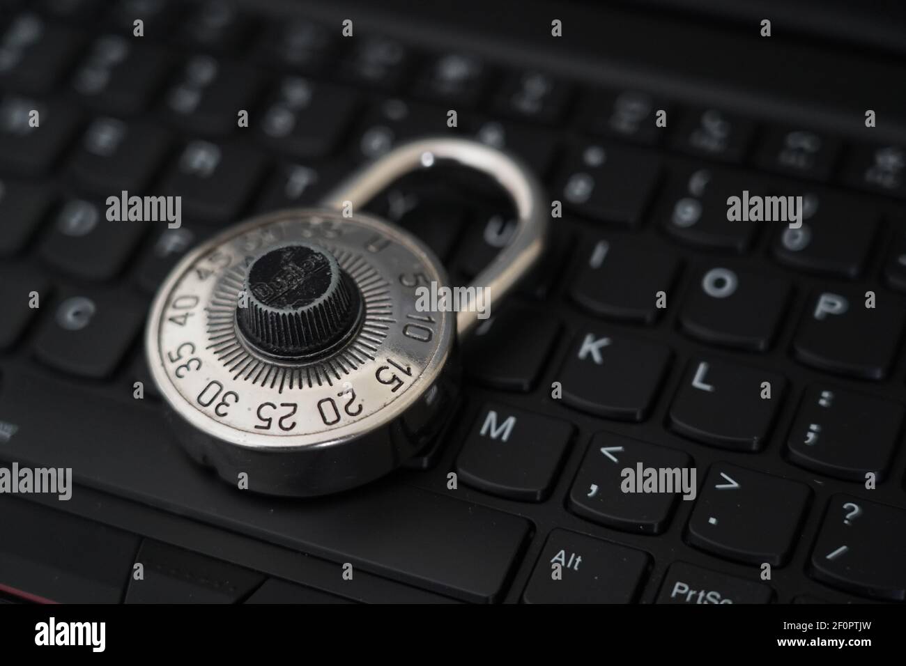 lock and keyboard representing cyber security Stock Photo