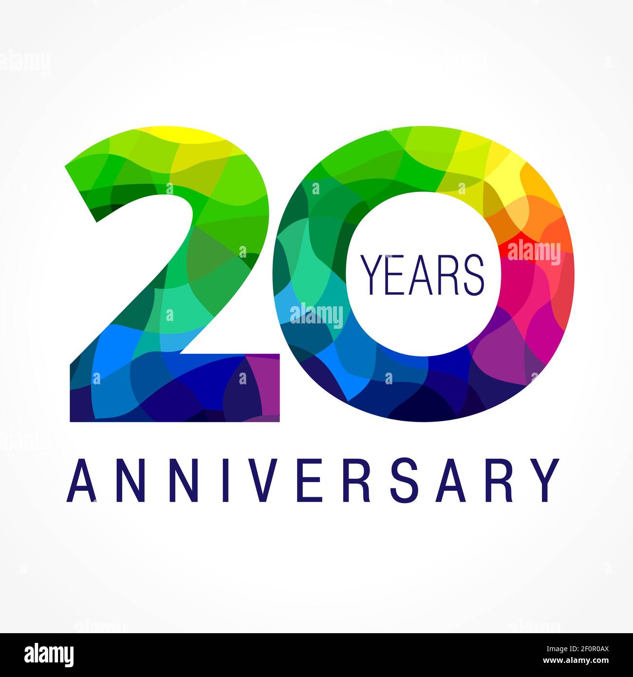 20 th anniversary numbers. 20 years old logotype. Bright congrats. Isolated abstract graphic design template. Creative 2, 0 3D digits. Up to 20 percen Stock Vector