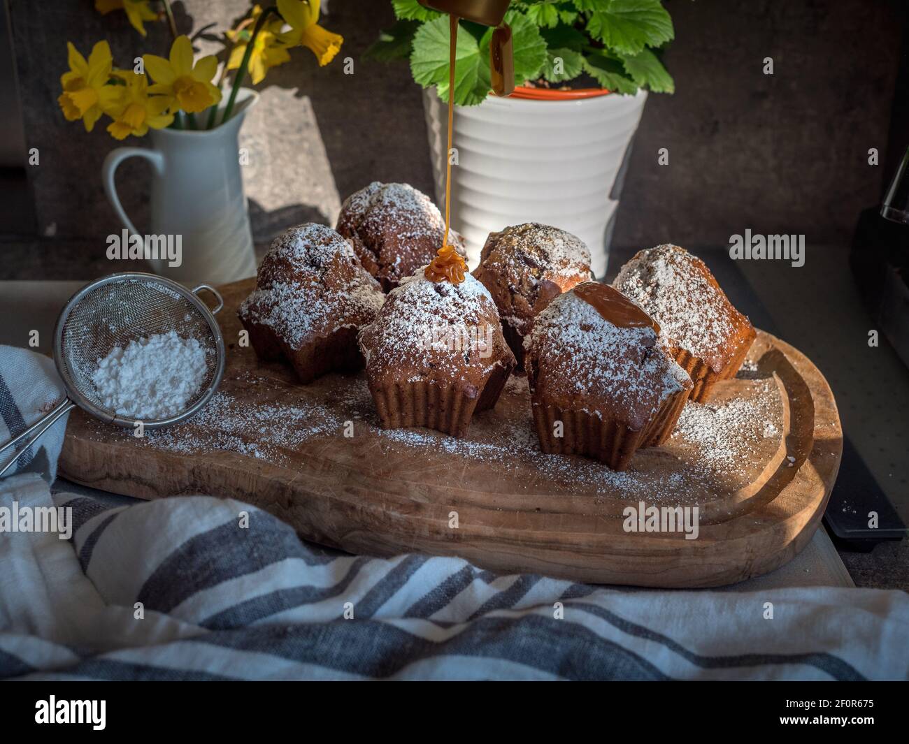 Woman baking chocolate cup cakes in glass tray in kitchen closeup. Young  girl put muffins in hot over. Female cooking tasty snack pastry at home.  Hea Stock Photo - Alamy