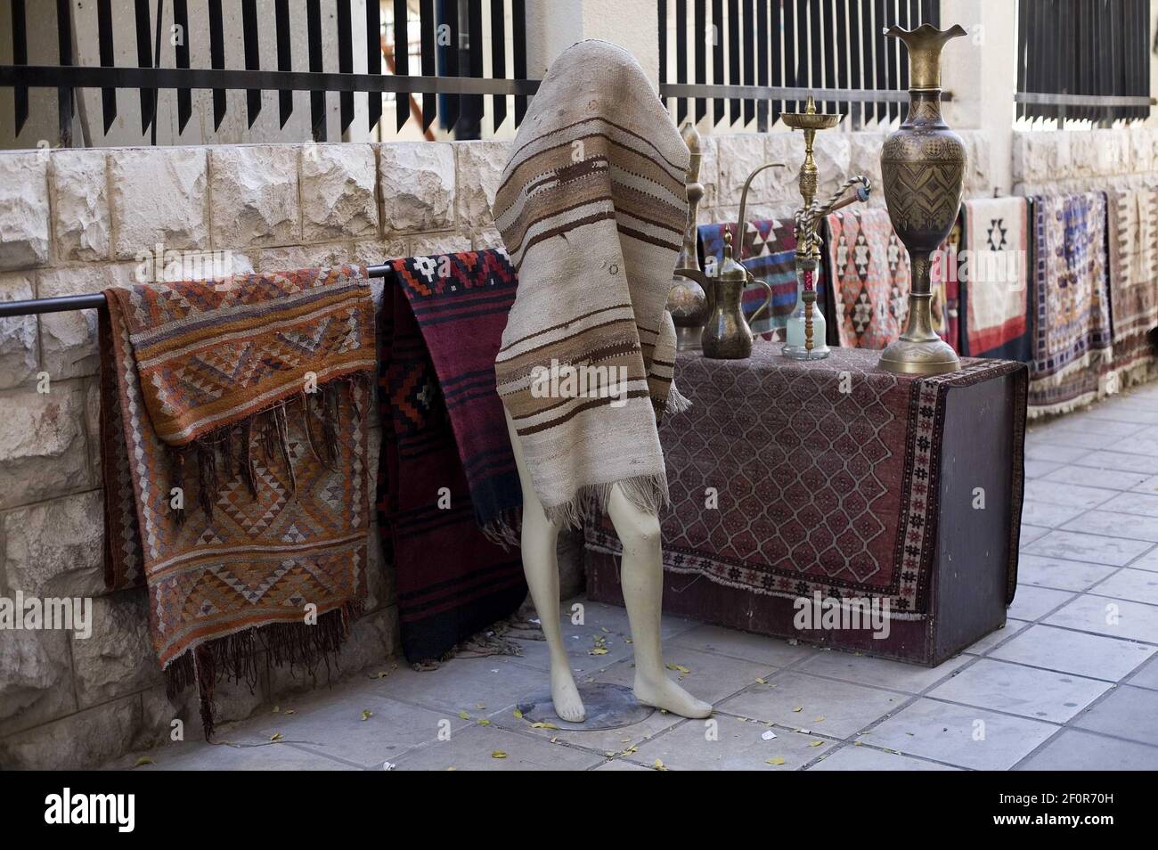 April 2008 Aqaba, Jordan Items for sale outside a tourist shop