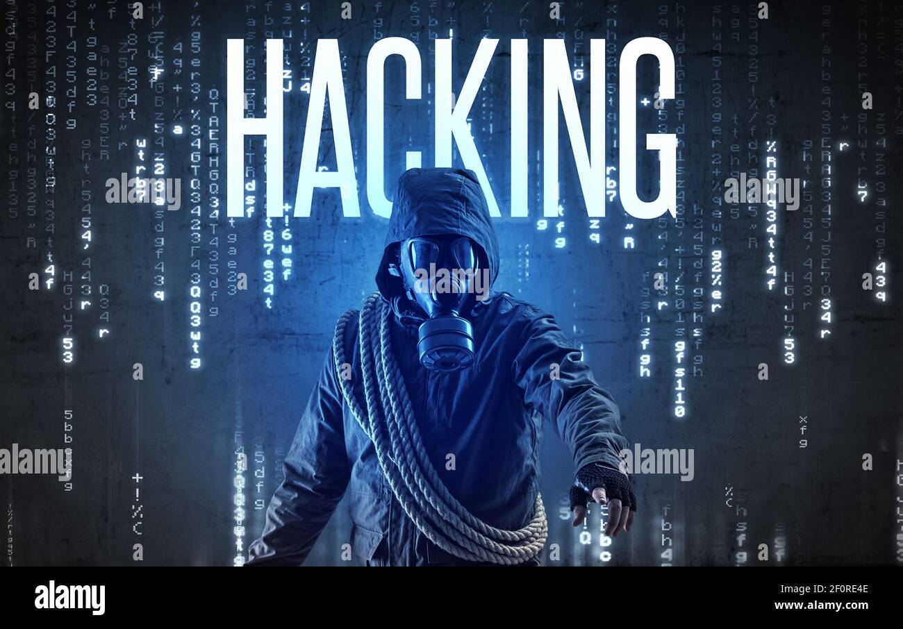 Faceless hacker with HACKING inscription, hacking concept Stock Photo ...