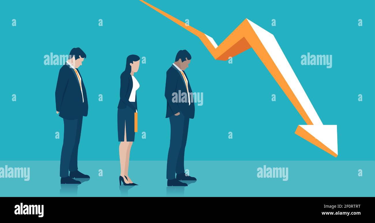 Vector of sad business people going through an economic crisis Stock ...