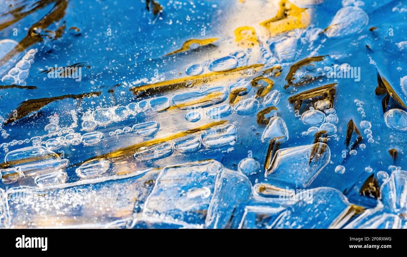Air pockets, air bubbles and structures in ice, Austria Stock Photo Alamy