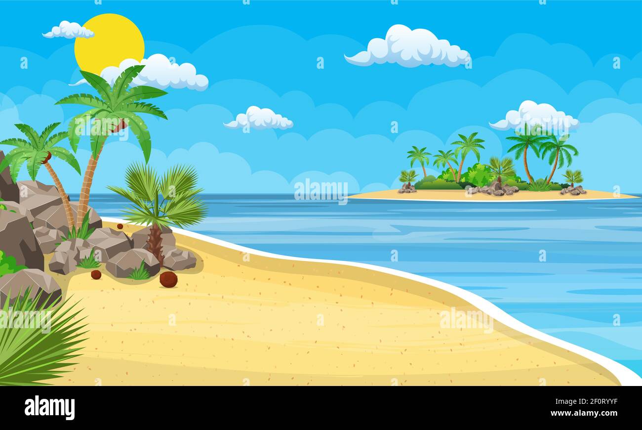 landscape of palm tree on beach Stock Vector Image & Art - Alamy