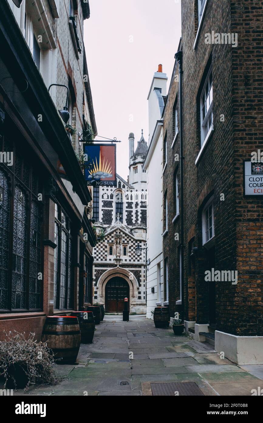 A traditional alley in London - Rising Sun Court, Smithfield Stock Photo