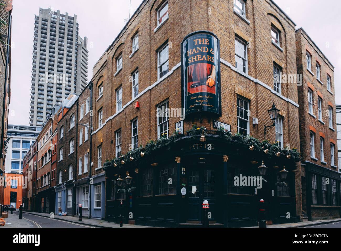 London, UK - March 2021 :   a closed pub in  Smithfield, London during the third national lockdown Stock Photo