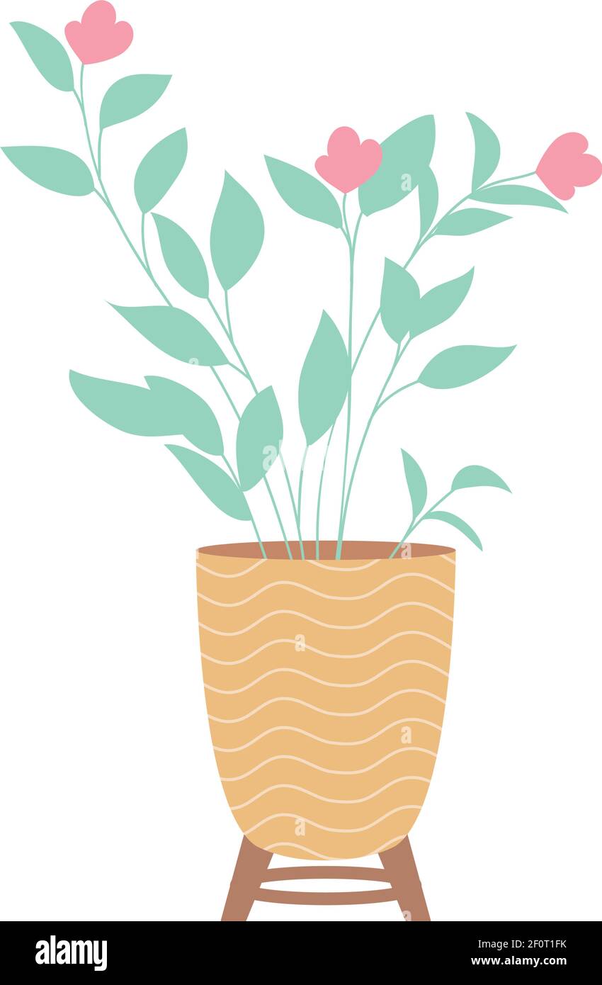 pink flowers in plant pot Stock Vector Image & Art - Alamy