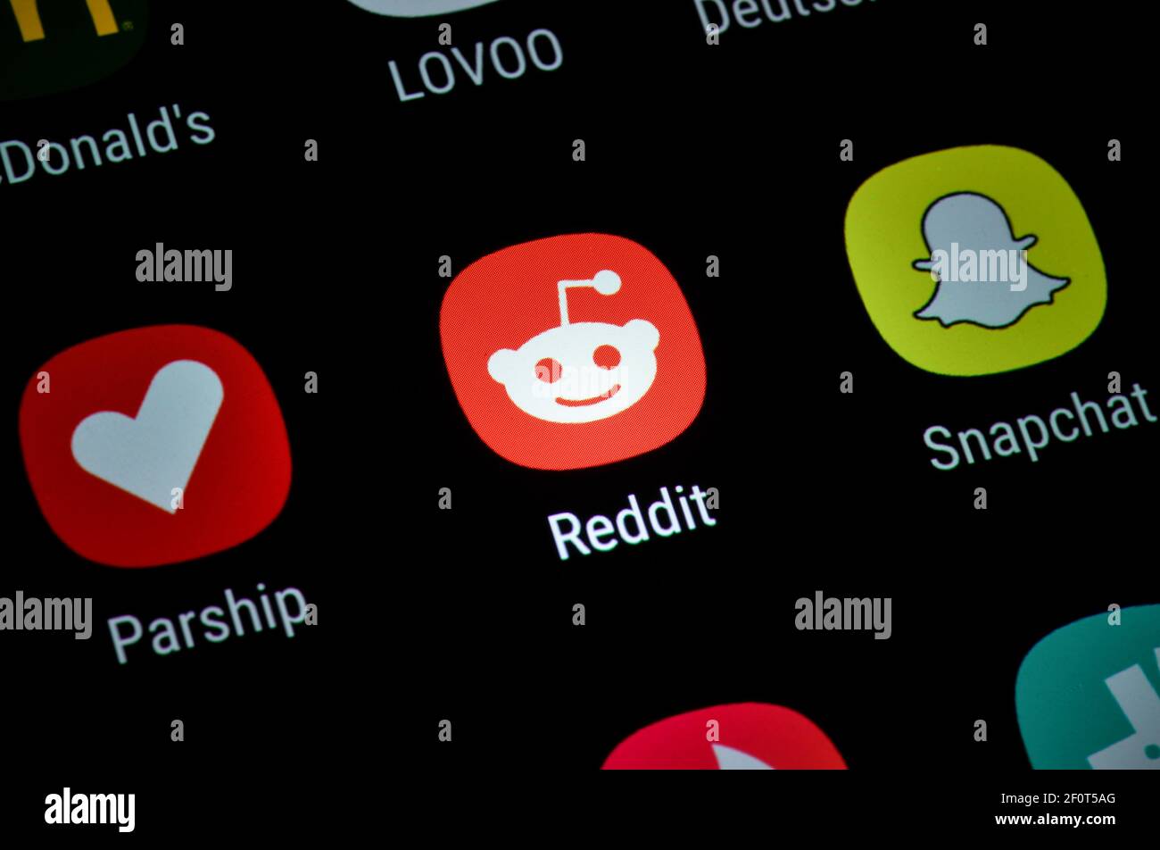 Smartphone display app reddit stock photo alamy