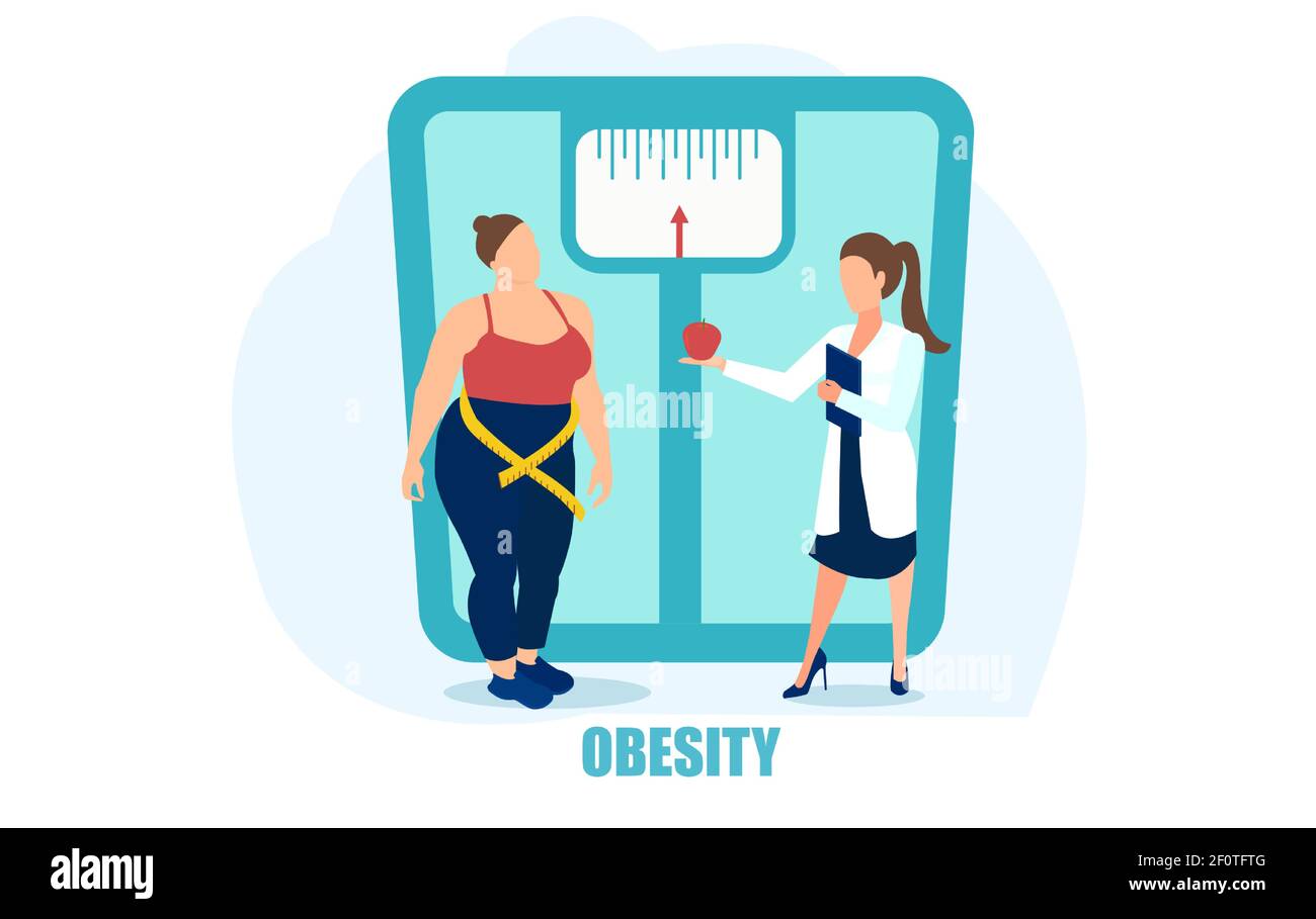 Vector of an overweight woman being advised on a healthy diet Stock ...