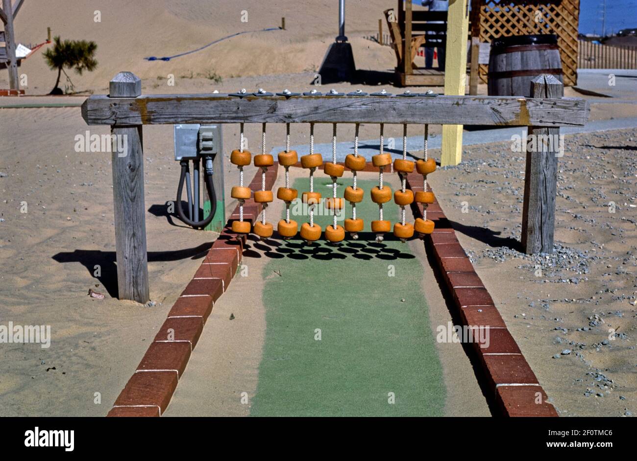 Trap floats (horizontal) Jockey's Ridge MiniGolf Nags Head North Carolina ca. 1985 Stock
