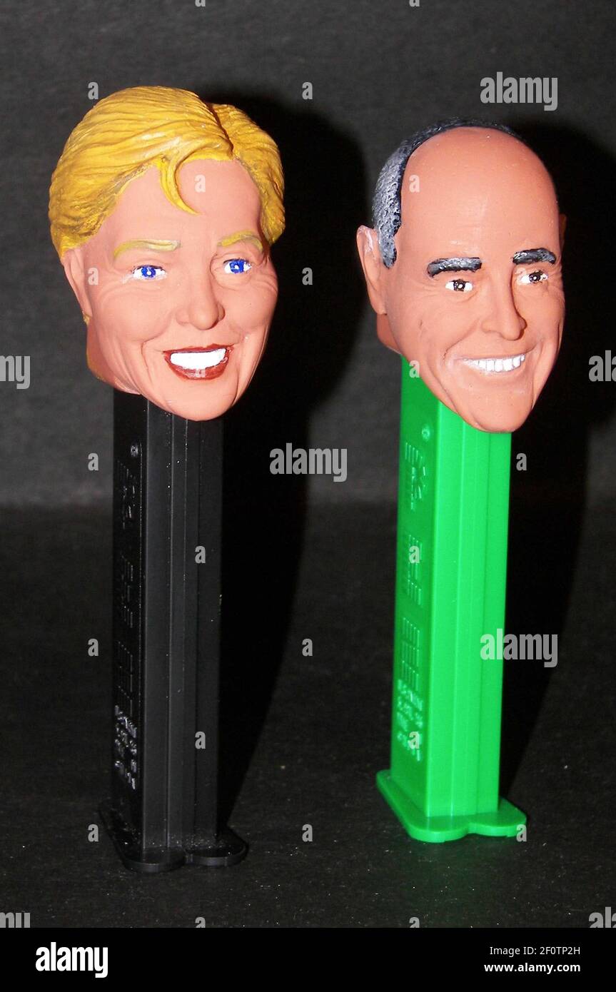 Oxford, CT - The Presidential 'Candy Dates' Hillary Clinton and Rudy Giuliani. Herobuilders.com is a company based out of Connecticut that makes political, pop culture and custom action figures. Photo Credit: Herobuilders/Sipa Press/0711061950 Stock Photo