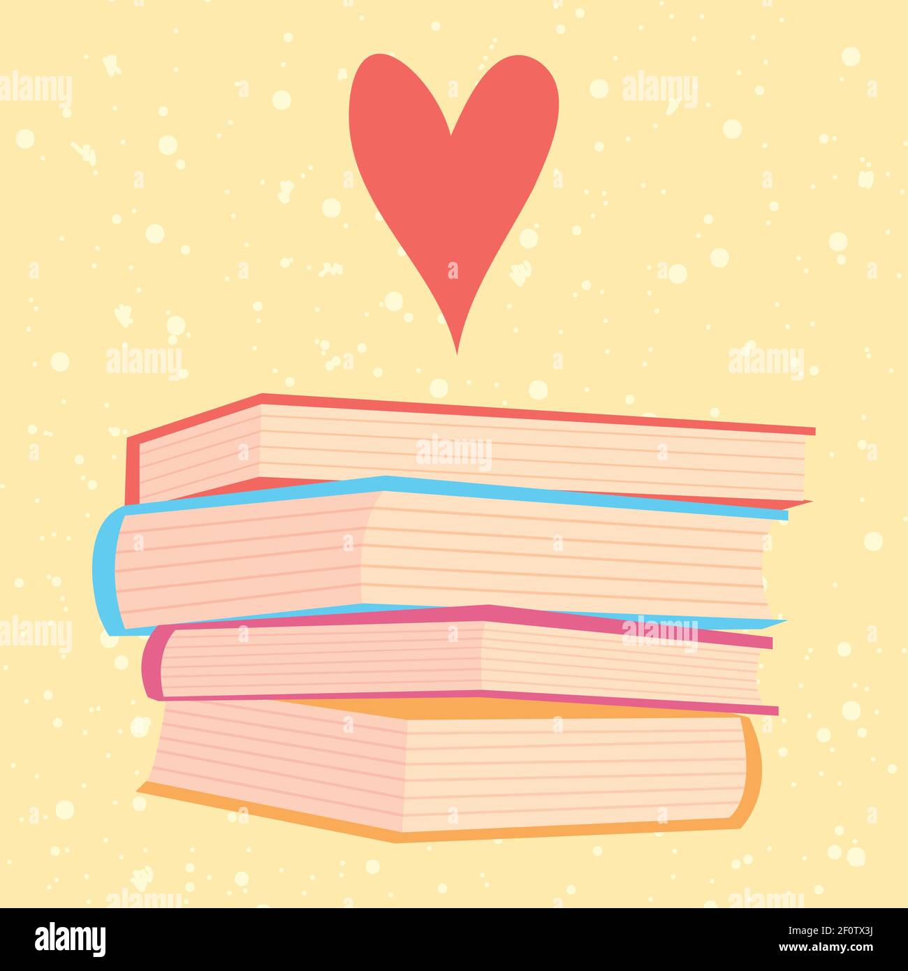 red heart and books stack Stock Vector Image & Art - Alamy
