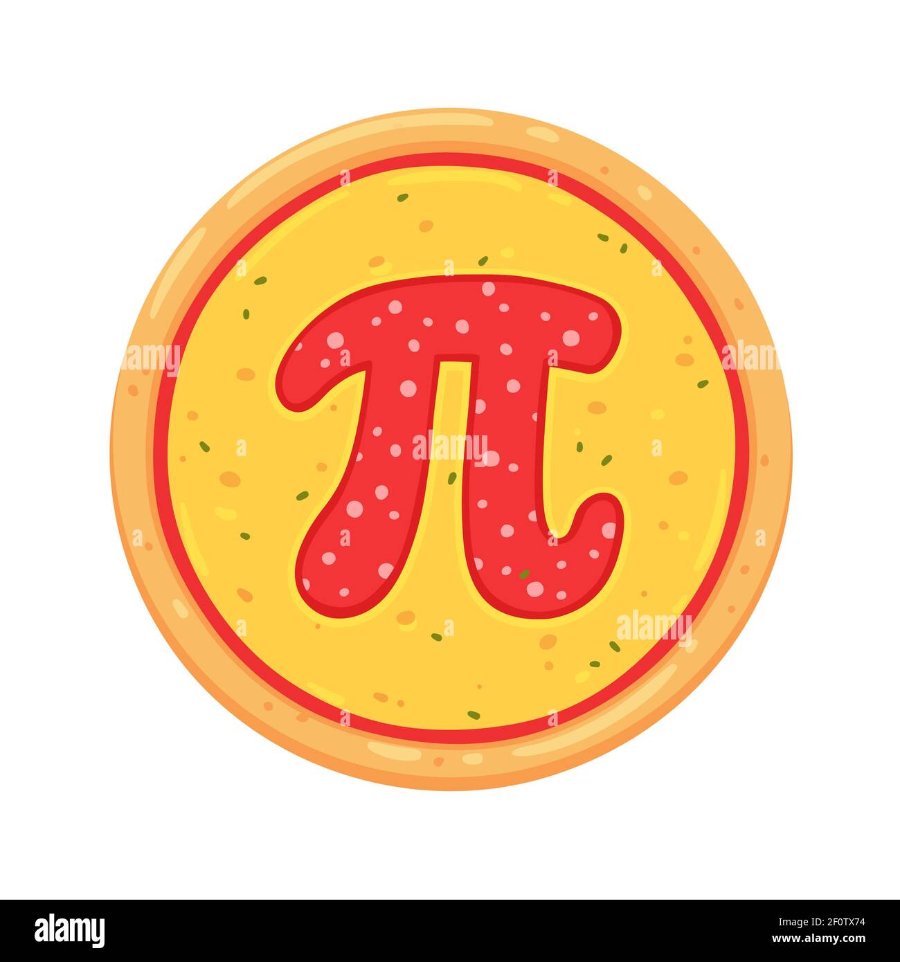 Pizza with pepperoni letter Pi. Simple cartoon drawing, vector clip art illustration. Stock Vector