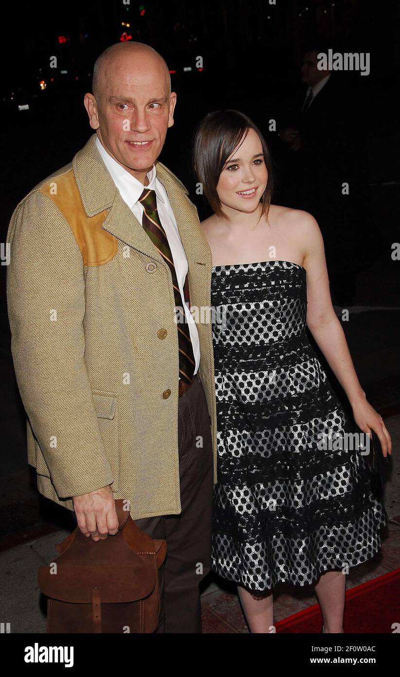 John Malkovich and Ellen Page. 3 December 2007 - Westwood, California. Juno  Premiere Held at The Village Theater. Photo Credit: Giulio Marcocchi/Sipa  Press. (') Copyright 2007 by Giulio Marcocchi./juno gm.027/0712040635 Stock  Photo - Alamy