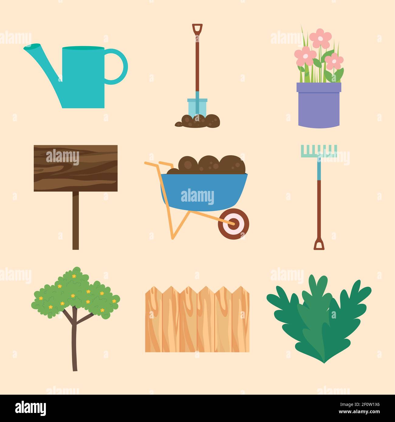 gardening tools and plants set Stock Vector Image & Art - Alamy