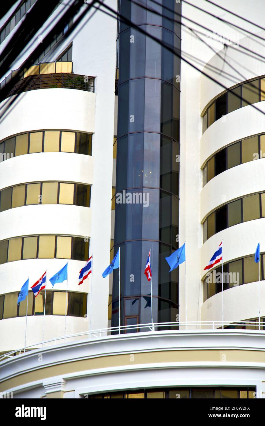 Bangkok terrace thailand office district palaces flags Stock Photo - Alamy