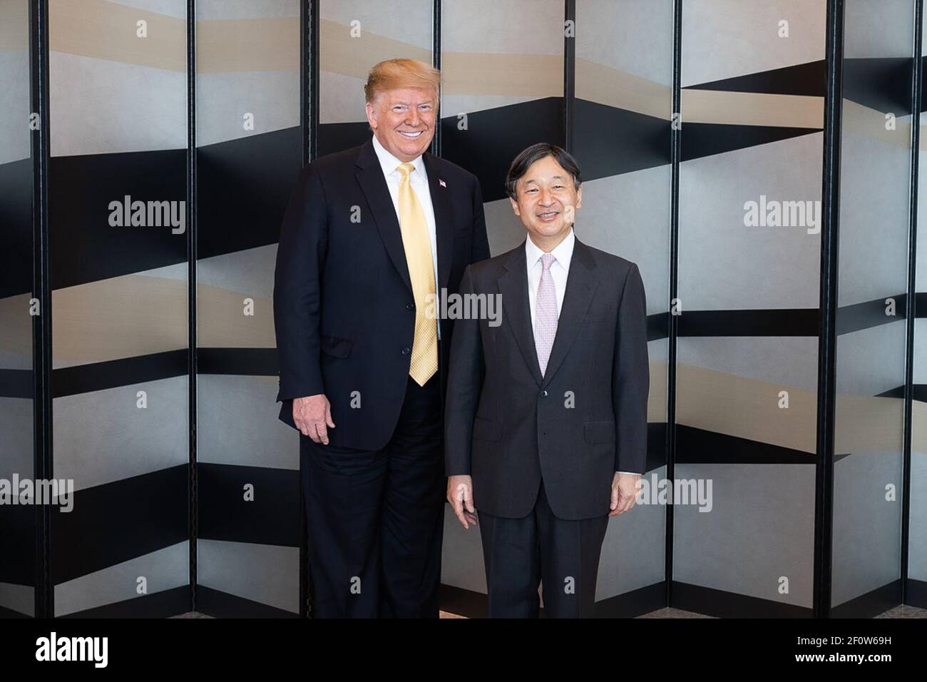 President Donald Trump meets with Japanâ€™s Emperor Naruhito and Empress Masako during a farewell call Tuesday May 28 2019 at the Palace Hotel Tokyo. Stock Photo