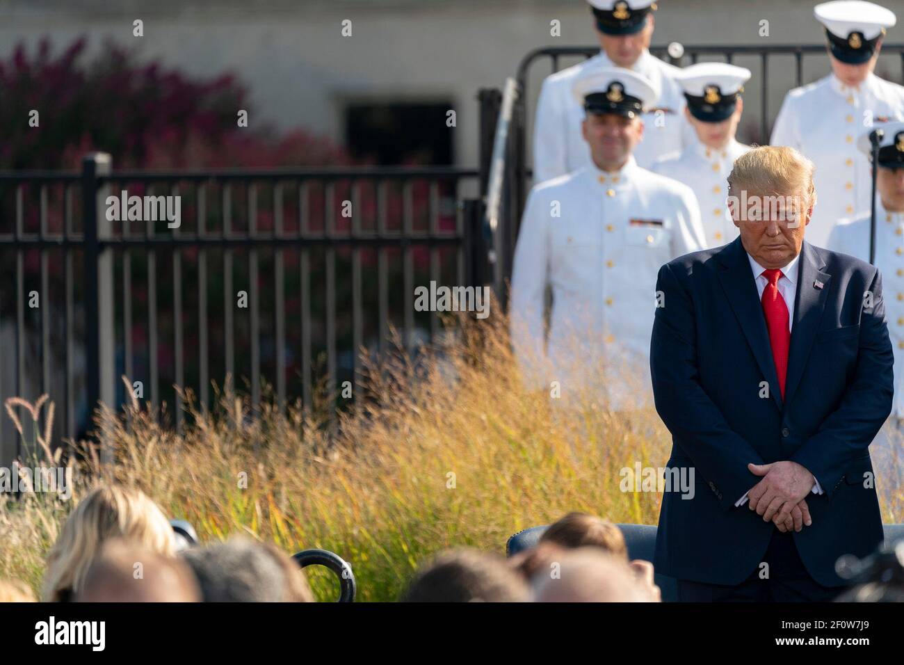 President Donald Trump delivers remarks at a September 11th Pentagon Observance Ceremony Wednesday Sep.11 2019 at the Pentagon in Arlington Va. Stock Photo