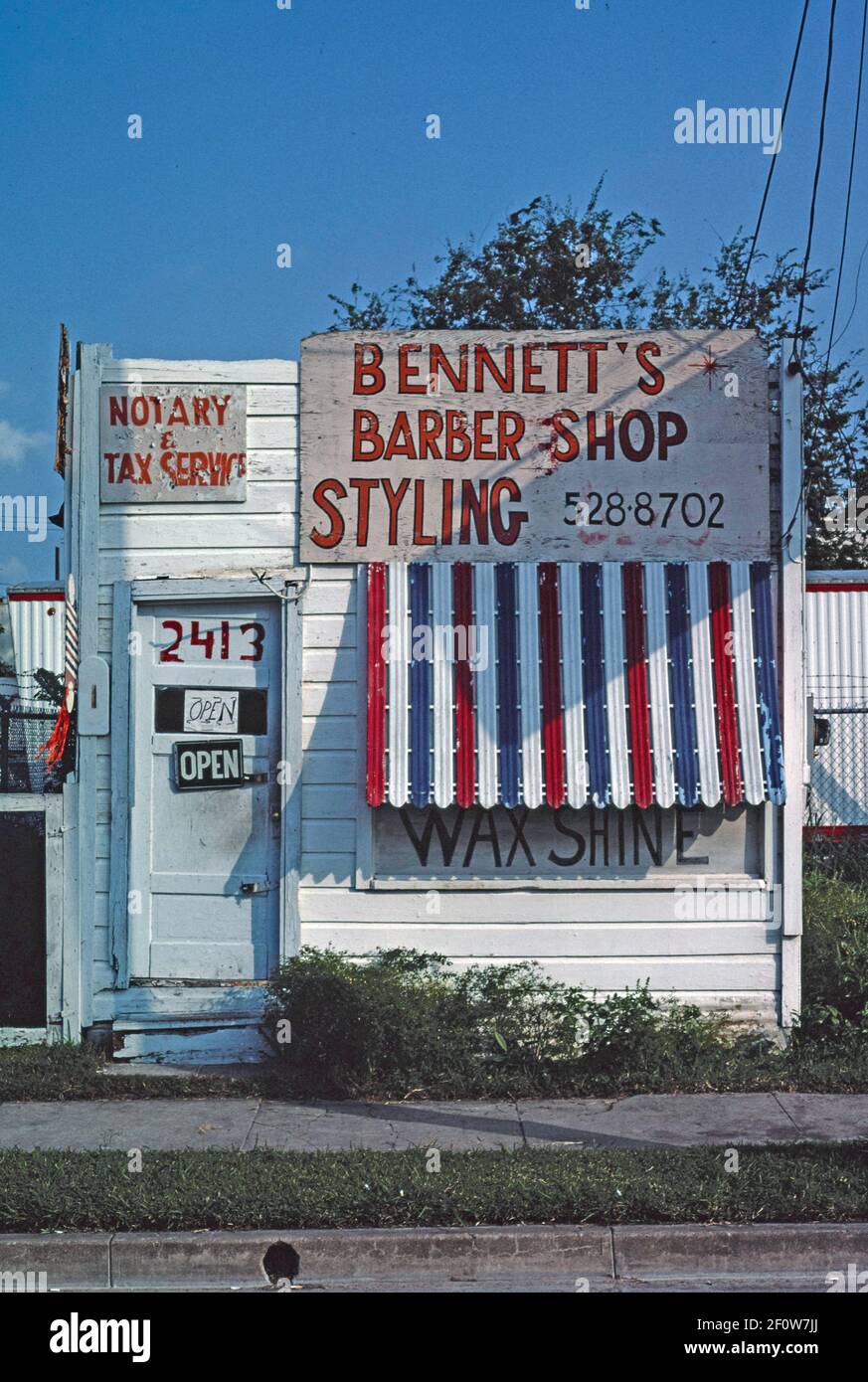 1980s United States - Bennett's Barber Shop Houston Texas ca. 1983