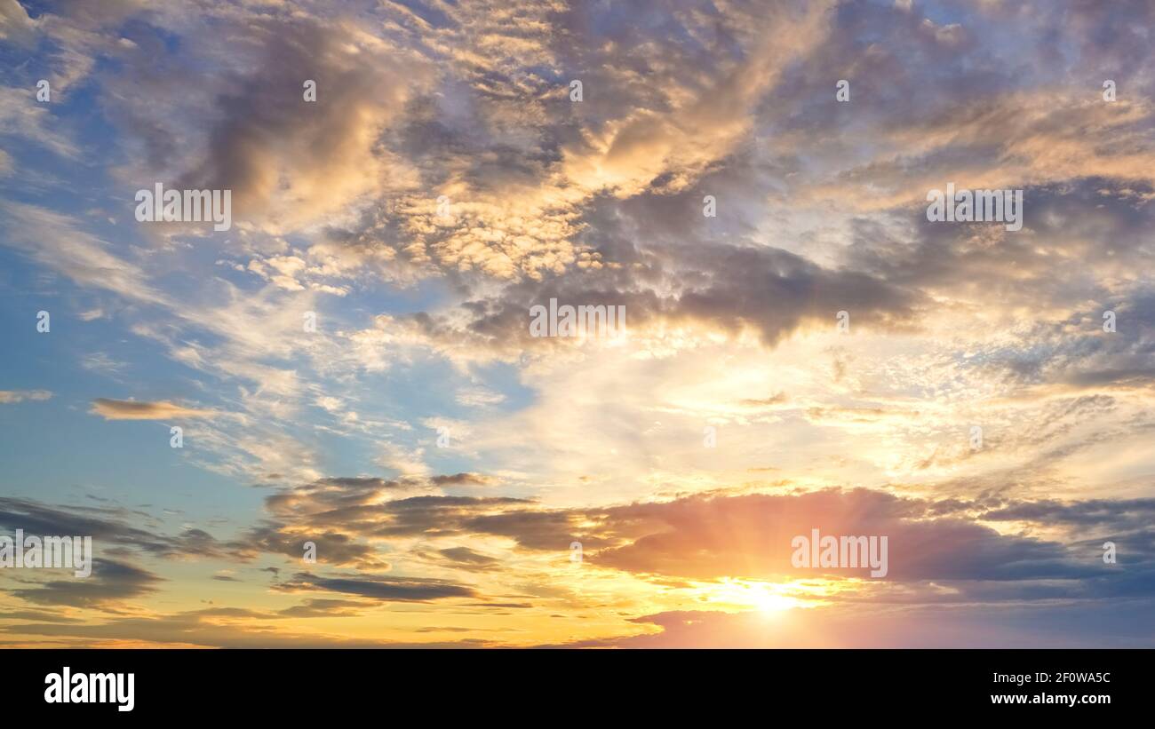 Dramatic colorful sky at sunset Stock Photo