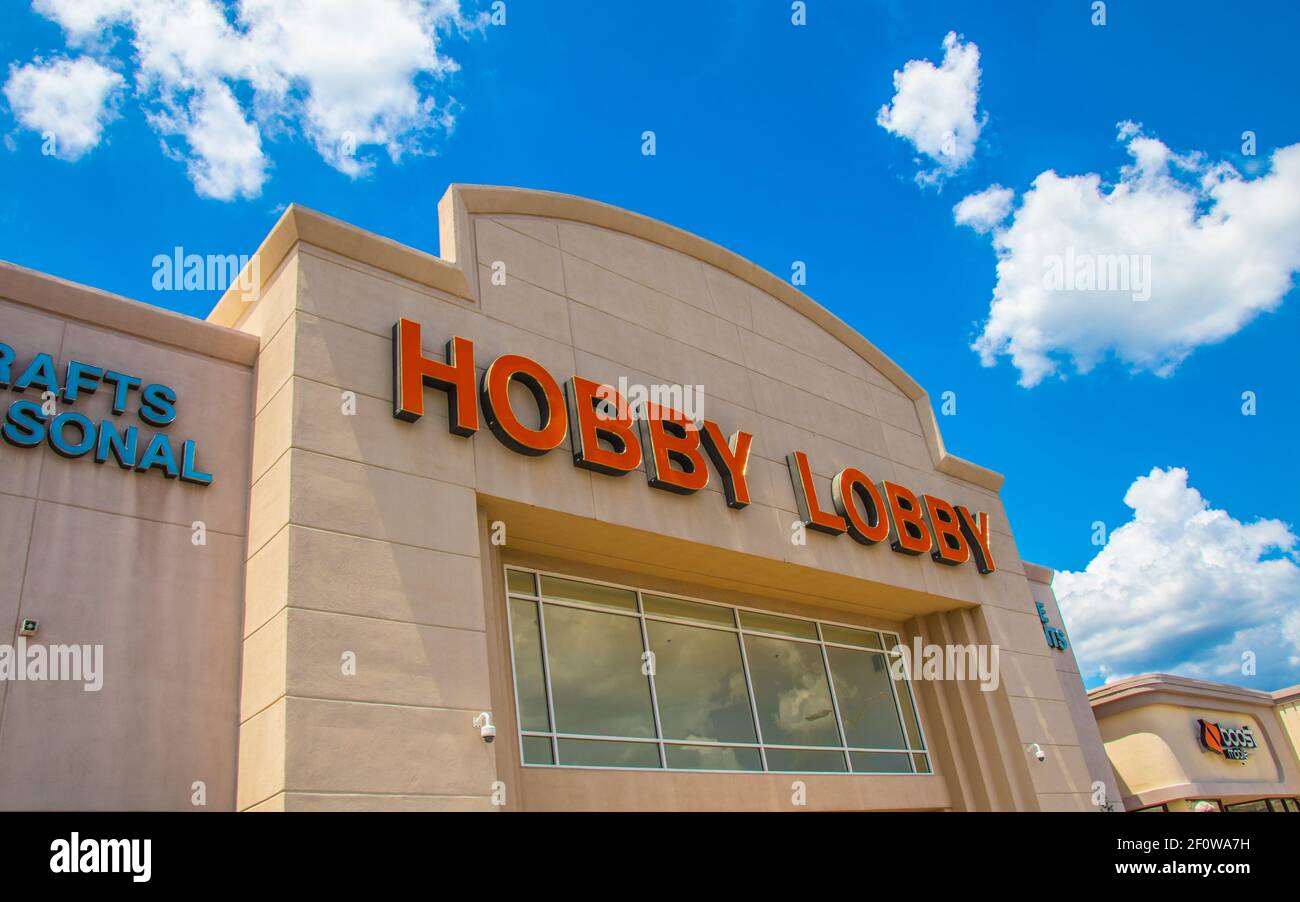 Conyers, Ga / USA 07 27 20 Close up view of the Hobby Lobby building