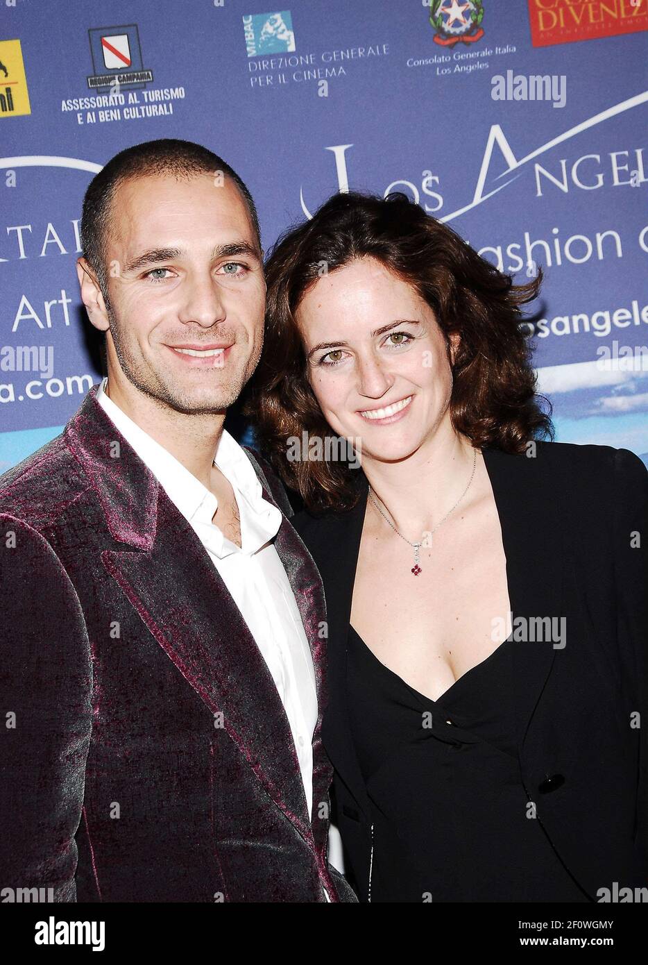 Raoul Bova and his wife Chiara Giordano. 17 February 2008 - Hollywood, California. 3rd Annual Los Angeles-Italia Film, Fashion and Art Fest at The Trastevere Restaurant and Chinese Theatre. Photo Credit: Giulio Marcocchi/Sipa Press. (') Copyright 2008 by Giulio Marcocchi./laitalia_gm.084/0802181224 Stock Photo