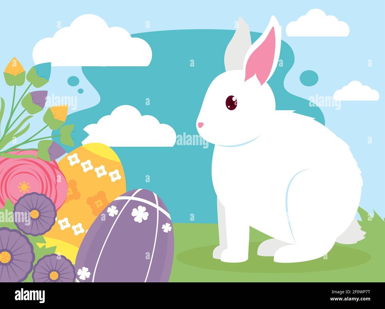 Happy easter rabbit and eggs Stock Vector Image Art Alamy Happy easter rabbit and eggs Stock Vector Image Art Alamy