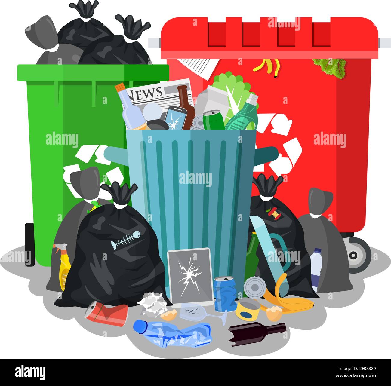 Steel garbage bin full of trash Stock Vector Image & Art Alamy