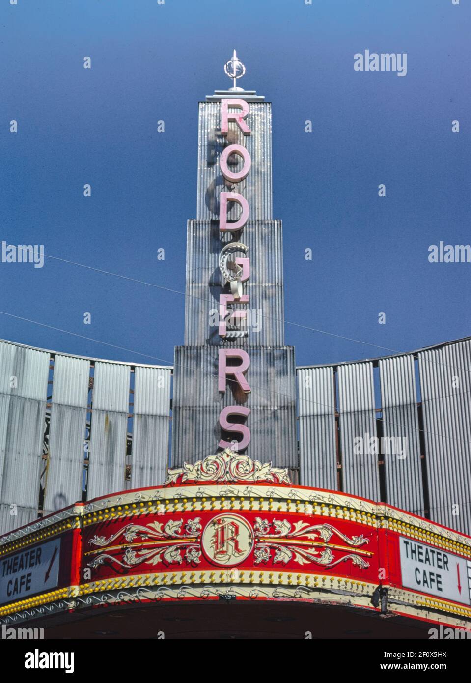 Rodgers Theater tower detail Pine Street Poplar Bluff Missouri