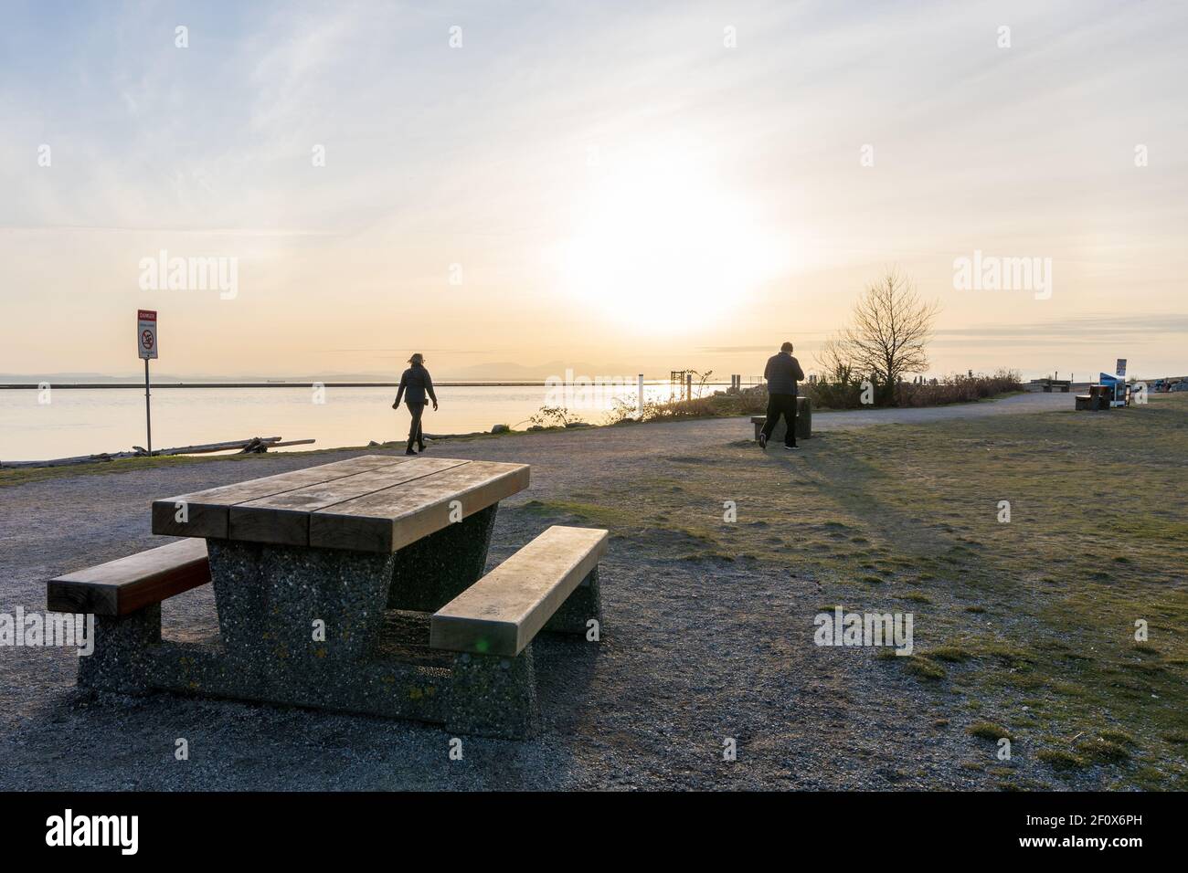 Garry Point Park in sunset time. Richmond, BC, Canada Stock Photo