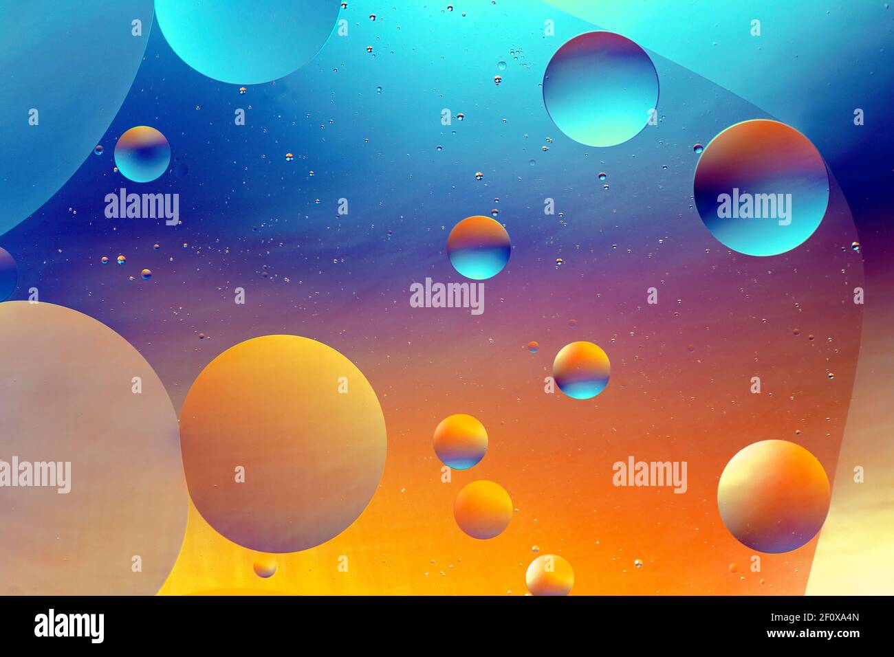 Colorful oil droplets close up Stock Photo